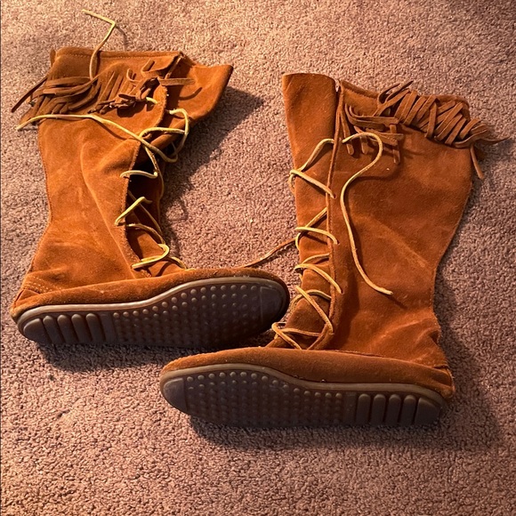 Minnetonka Brown Lace-Up Fringe Boots - Picture 3 of 3